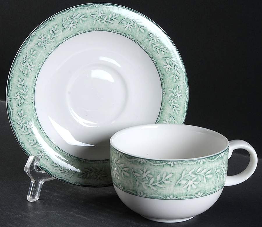 Linen Leaf Flat Cup & Saucer Set by Royal Doulton-1
