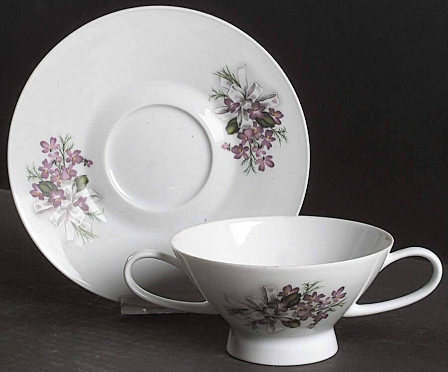 R1259 Footed Cream Soup Bowl & Saucer Set by Rosenthal - Continental-1