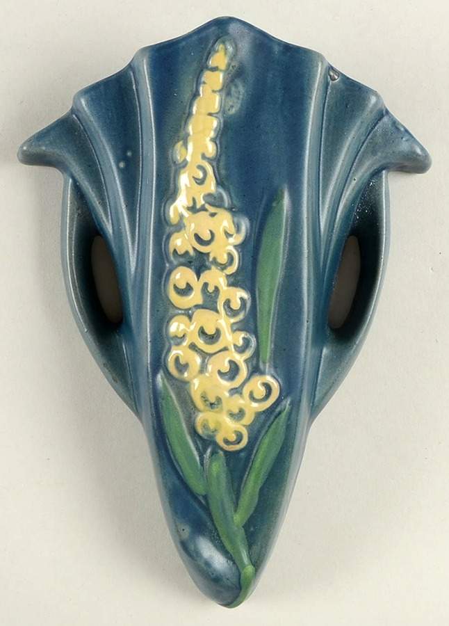 Foxglove Blue 8" Wall Pocket Vase by Roseville-1