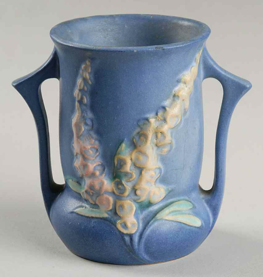Foxglove Blue 4" Handled Vase by Roseville-1