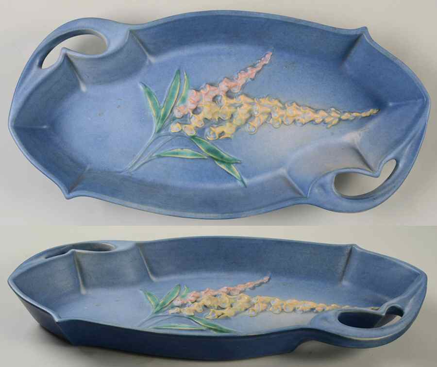 Foxglove Blue 15" Handled Tray by Roseville-1