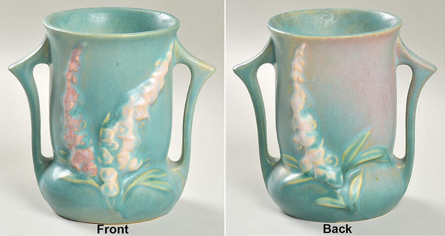 Foxglove Green 4" Handled Vase by Roseville-1