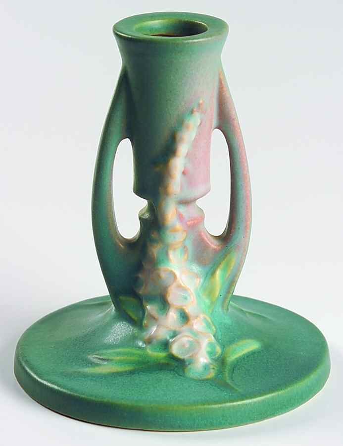 Foxglove Green Small Candlestick by Roseville-1