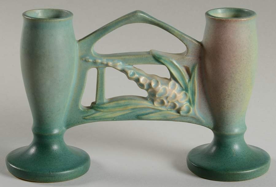Foxglove Green 4" Gate Vase (Double Bud) by Roseville-1