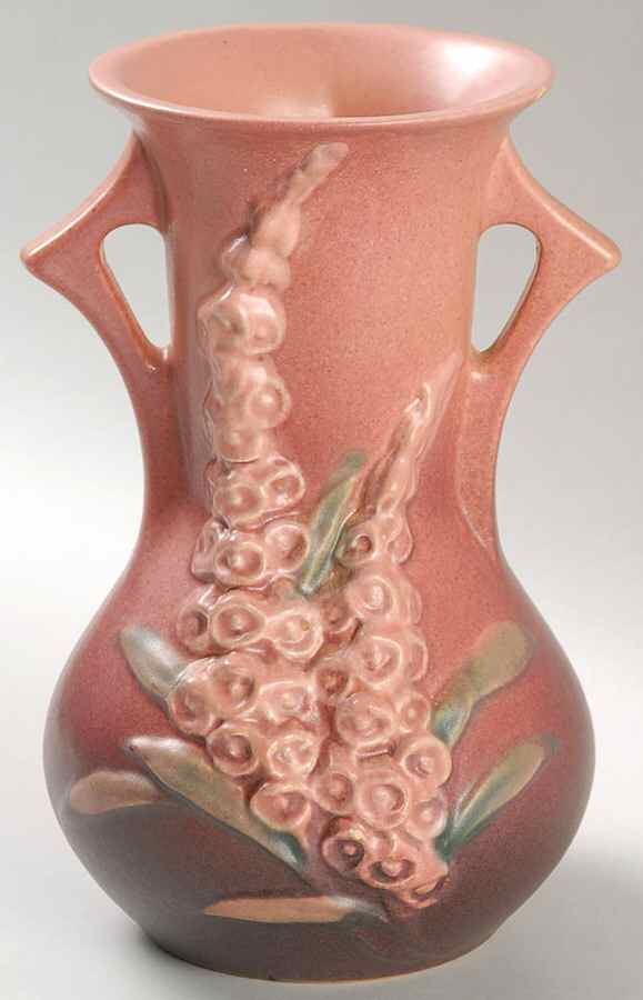 Foxglove Red (Rose Pink) 6" Handled Vase by Roseville-1