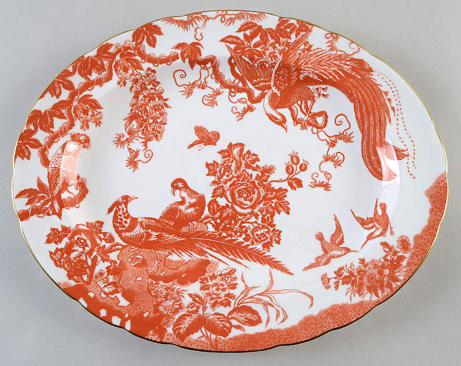 Aves Red (Newer, Re Introduced 2002) 13" Oval Serving Platter by Royal Crown Derby-1