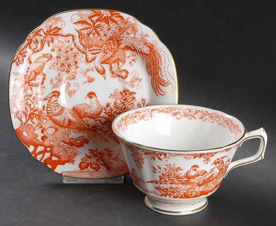 Aves Red (Newer, Re Introduced 2002) Oversized Cup & Saucer Set by Royal Crown Derby-1
