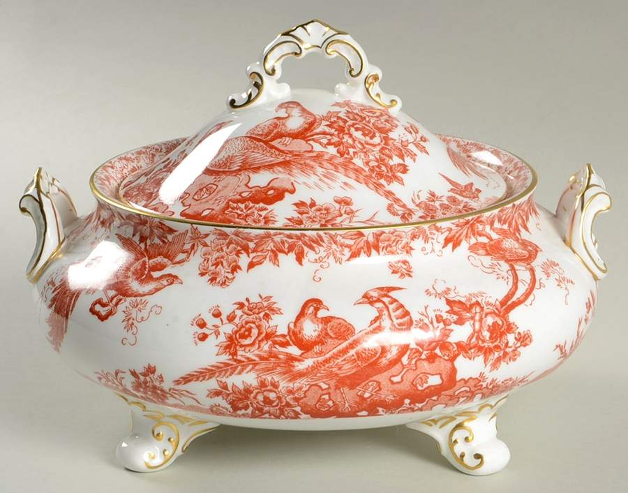 Aves Red (Newer, Re Introduced 2002) Oval Tureen & Lid by Royal Crown Derby-1