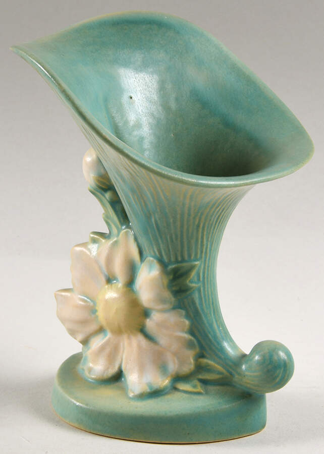 Gardenia Green 6" Cornucopia Vase by Roseville-1