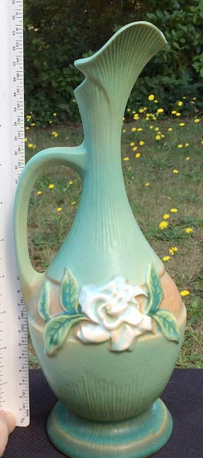 Gardenia Green 10" Ewer by Roseville-1