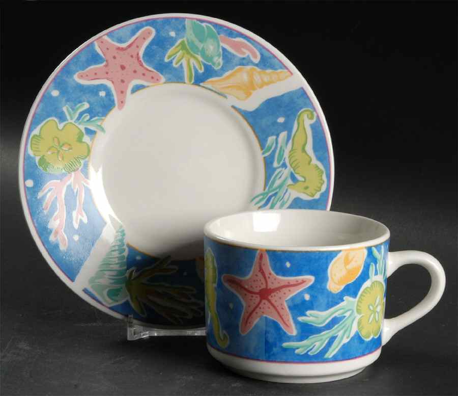 Blue Lagoon Flat Cup & Saucer Set by Royal Majestic-1