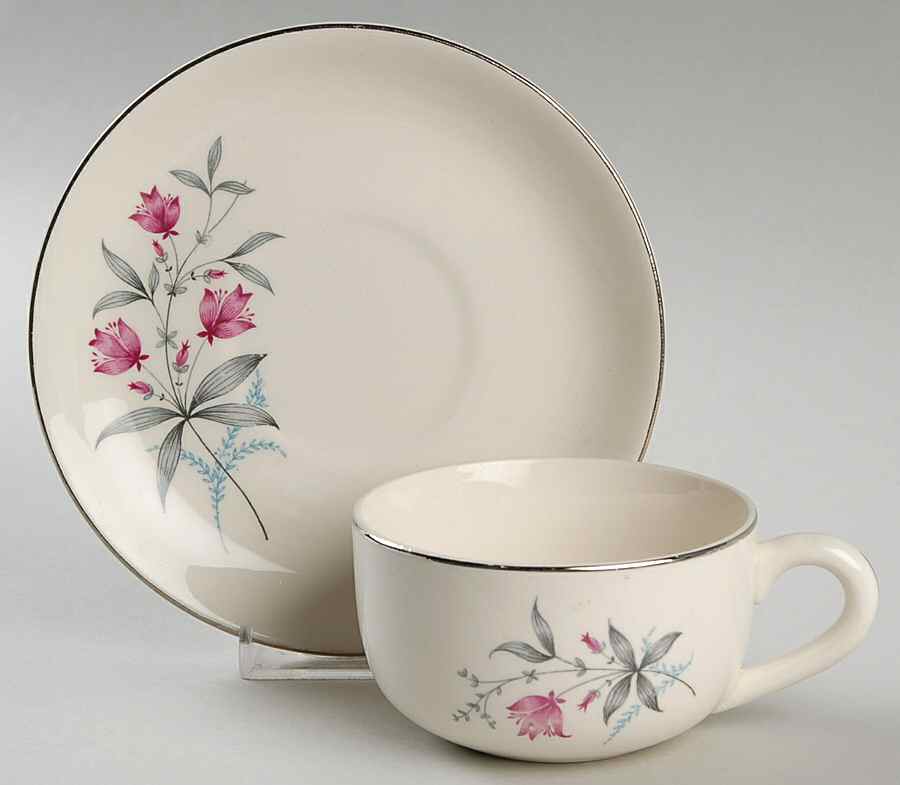 Fern Valley (Platinum) Flat Cup & Saucer Set by Royal Monarch-1