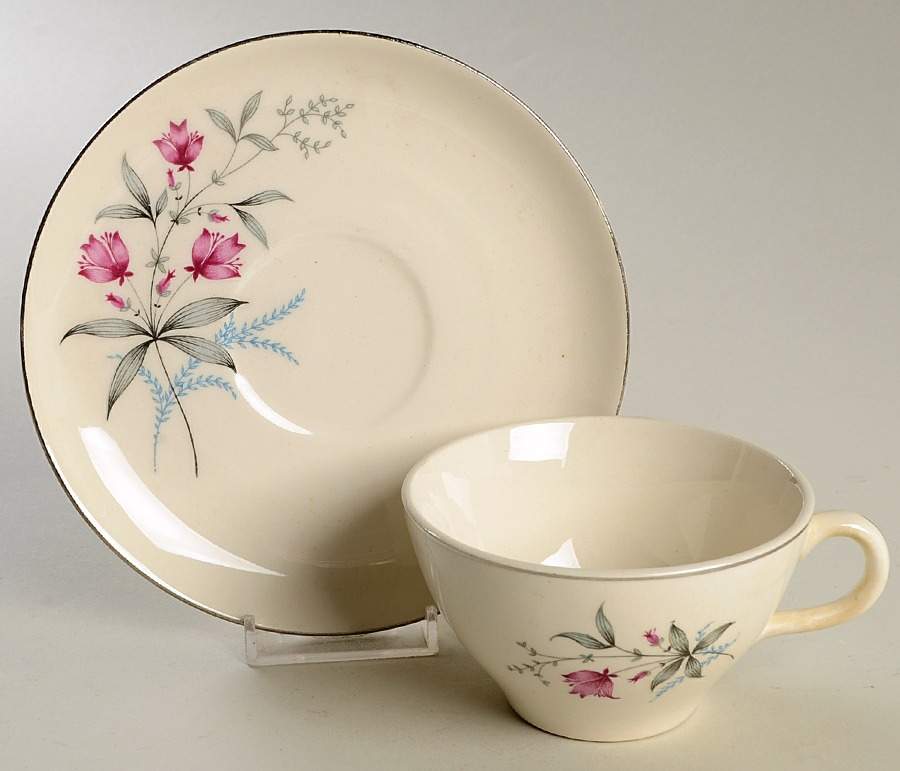 Fern Valley (Platinum) Footed Cup & Saucer Set by Royal Monarch-1