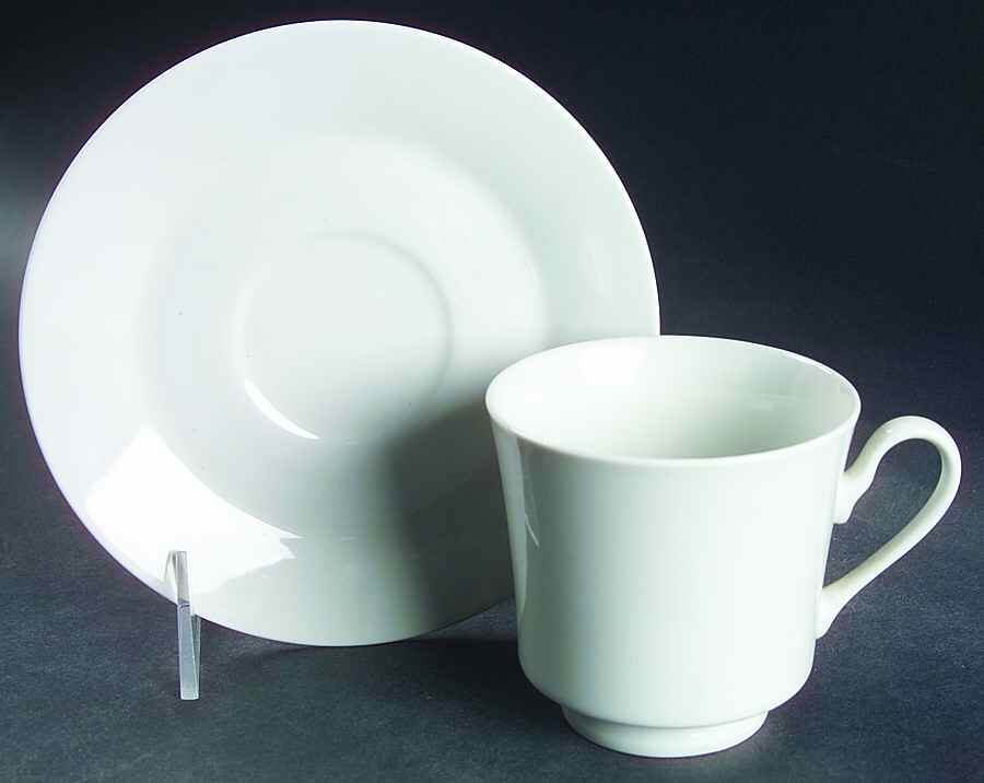 Elite White (Rim Shape) Footed Cup & Saucer Set by Royal Majestic-1