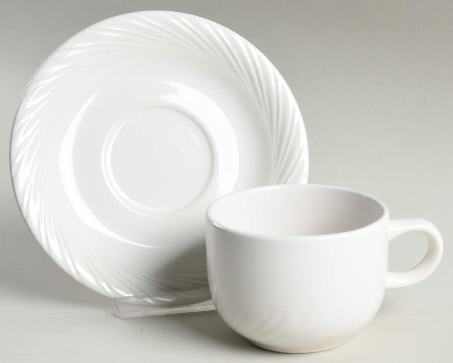 Serenity (Embossed Lines) Flat Cup & Saucer Set by Royal Doulton-1