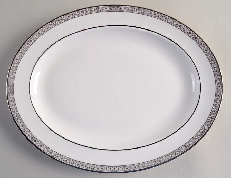 Piper Platinum 13" Oval Serving Platter by Royal Doulton-1