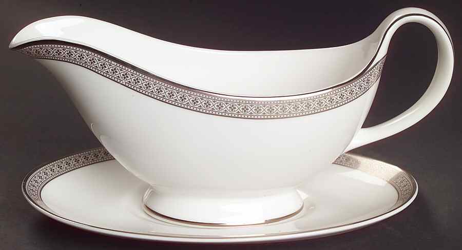 Piper Platinum Gravy Boat & Underplate by Royal Doulton-1