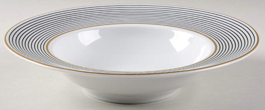 Crinoline Black Rim Soup Bowl by Raynaud-1