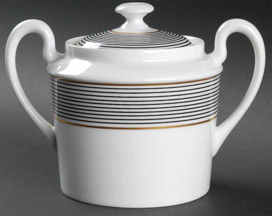 Crinoline Black Oversize Sugar Bowl & Lid by Raynaud-1