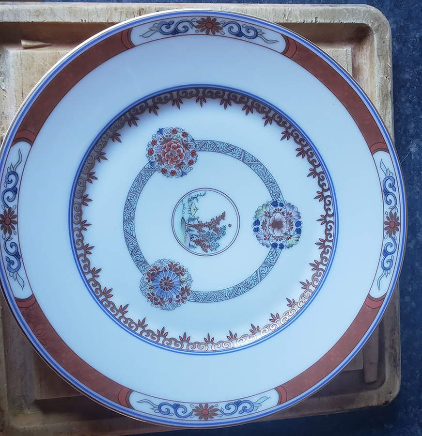 Houqua (Celadon Background) Dinner Plate by Raynaud-1