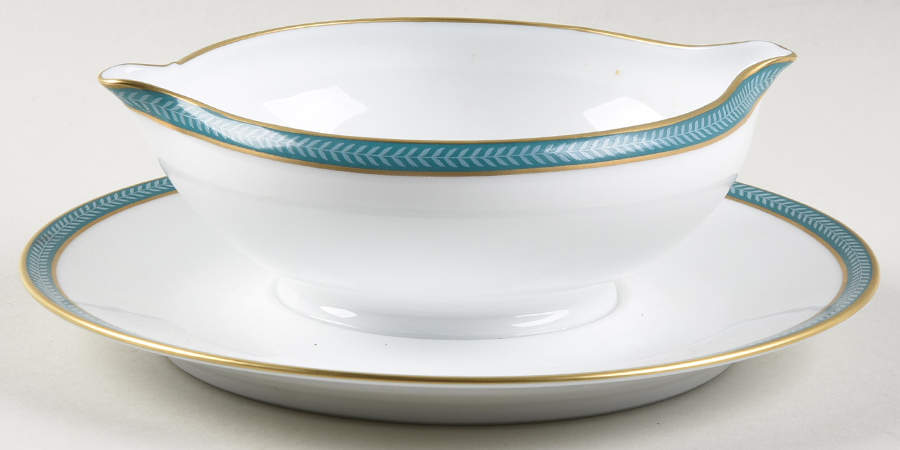 Laurier Bleu Gravy Boat with Attached Underplate by Raynaud-1