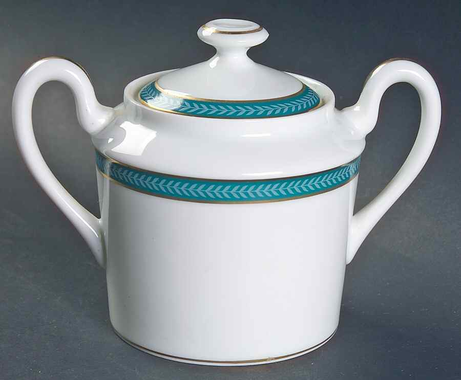 Laurier Bleu Sugar Bowl & Lid by Raynaud-1