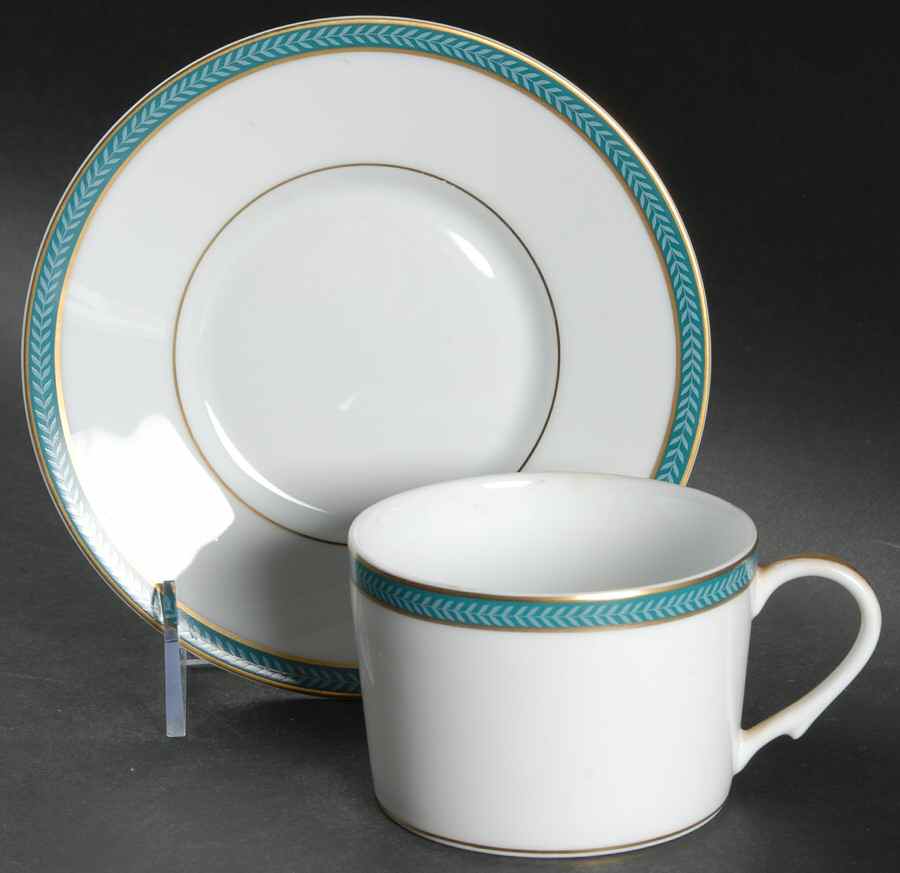 Laurier Bleu Flat Cup & Saucer Set by Raynaud-1