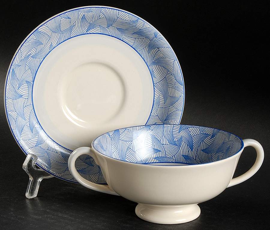 Envoy Footed Cream Soup Bowl & Saucer Set by Royal Doulton-1