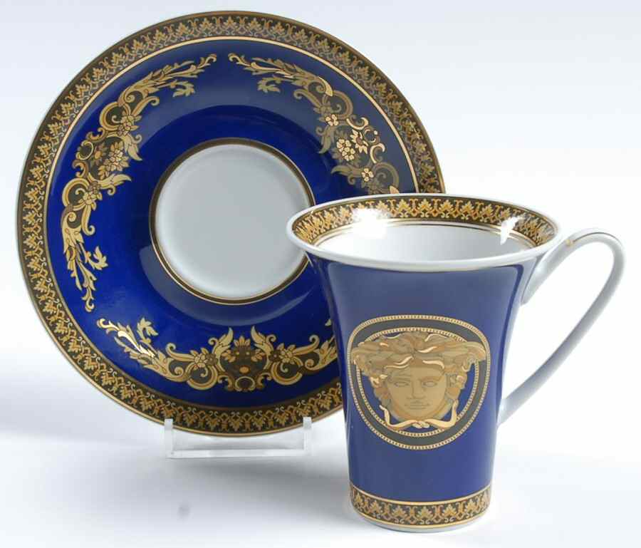Medusa Blue Flat Cup & Saucer Set by Rosenthal - Continental-1