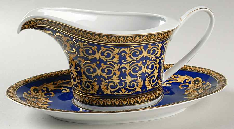 Medusa Blue Gravy Boat & Underplate by Rosenthal - Continental-1