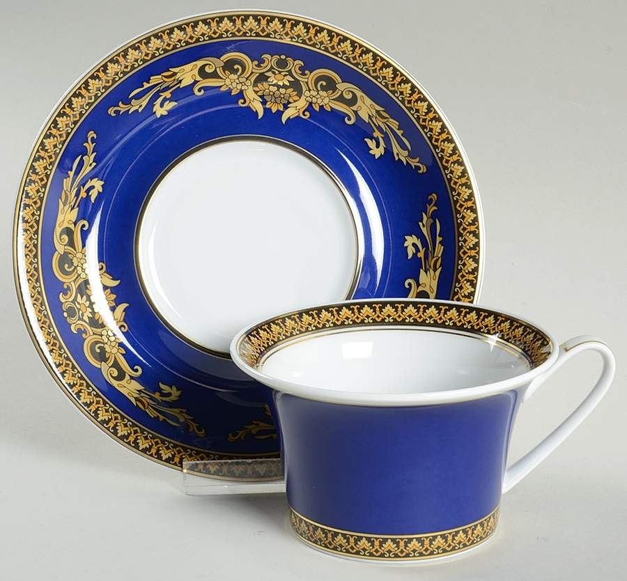 Medusa Blue Flat Cup & Saucer Set by Rosenthal - Continental-1