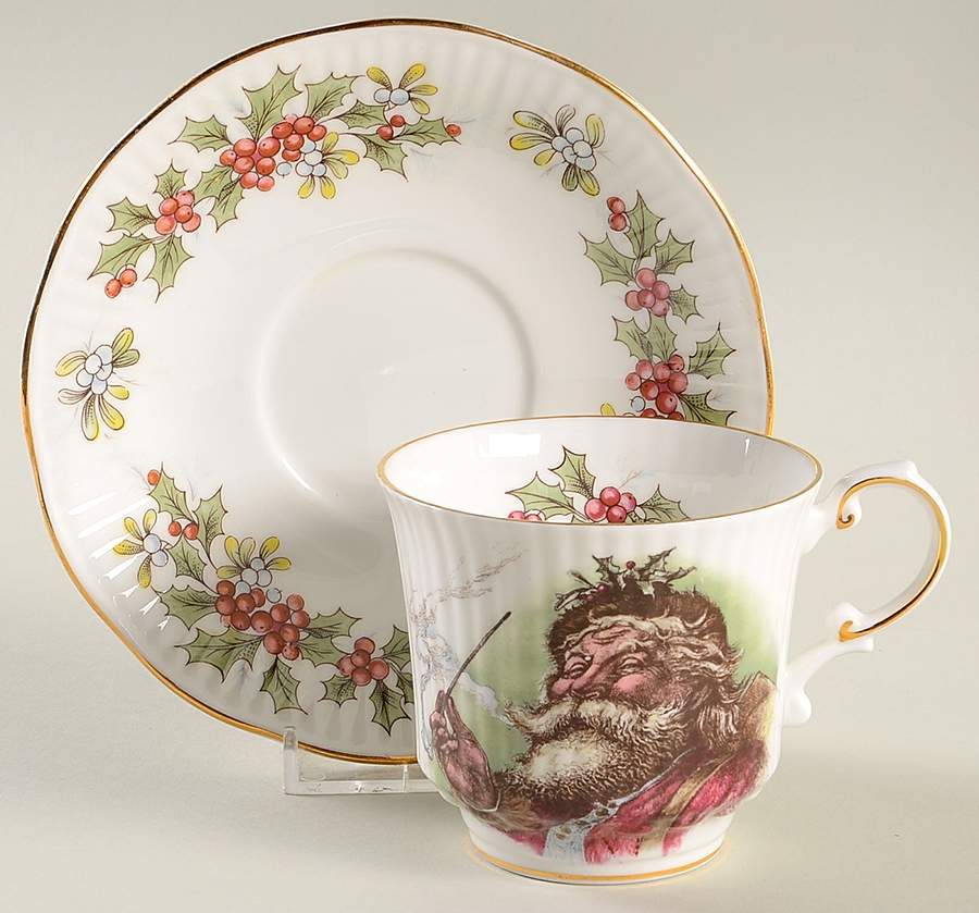 Old St. Nicholas (Scalloped, Ribbed) Footed Cup & Saucer Set by Rosina-Queens-1