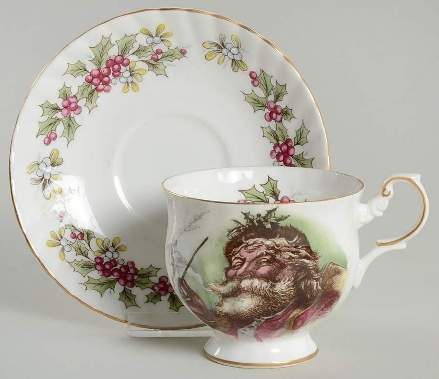 Old St. Nicholas (Swirled Rim) Footed Cup & Saucer Set by Rosina-Queens-1