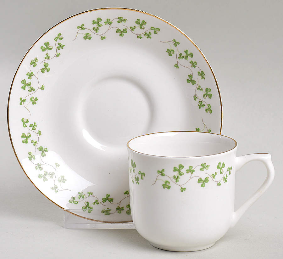 Shamrock Flat Demitasse Cup & Saucer Set by Royal Tara-1