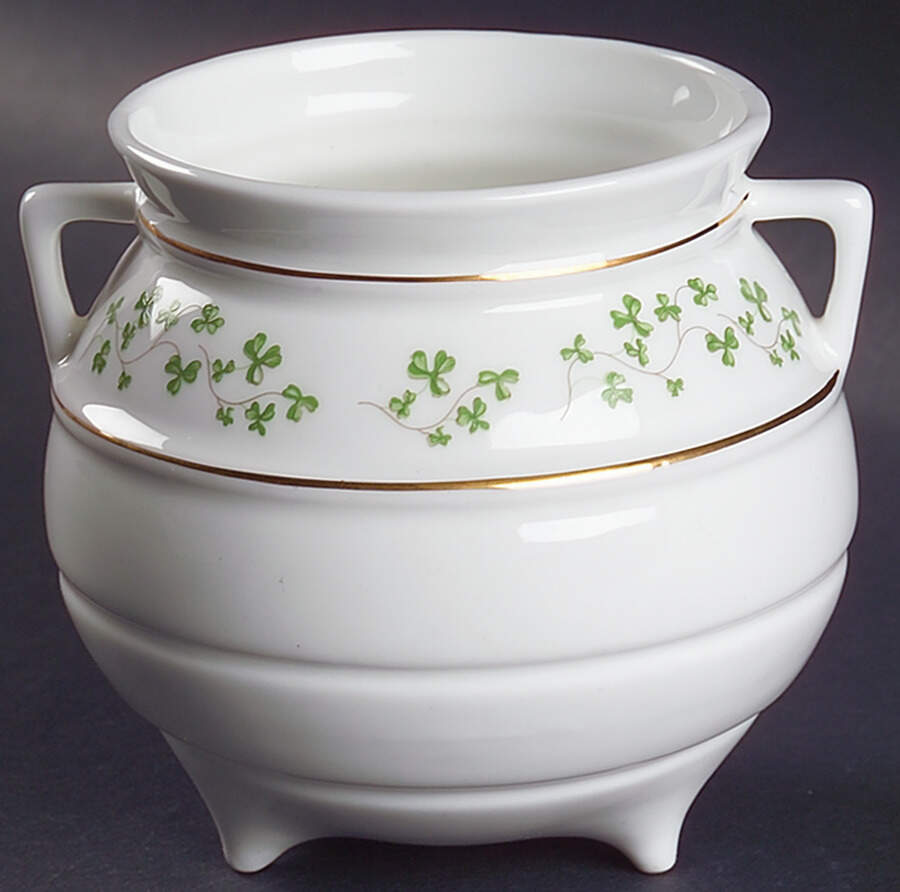 Shamrock Irish Pot Shape Open Sugar Bowl by Royal Tara-1