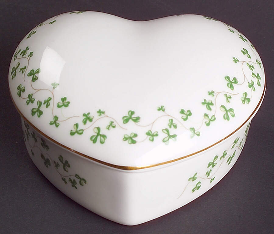 Shamrock Heart Shape Box & Lid by Royal Tara-1