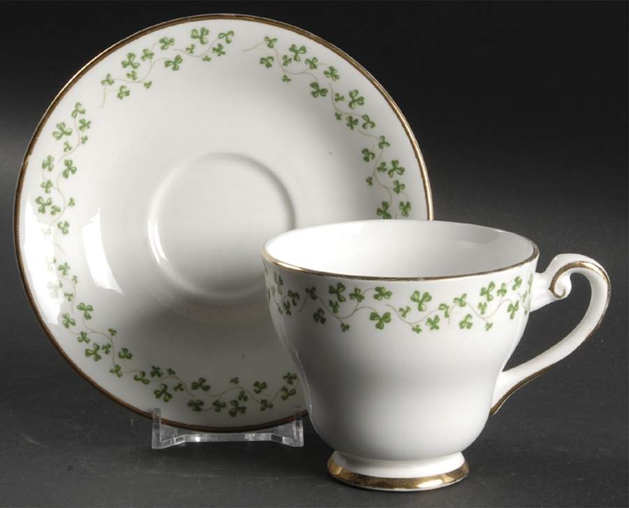 Shamrock Footed Cup & Saucer Set by Royal Tara-1