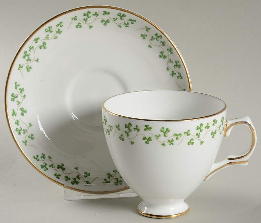 Shamrock Footed Cup & Saucer Set by Royal Tara-1