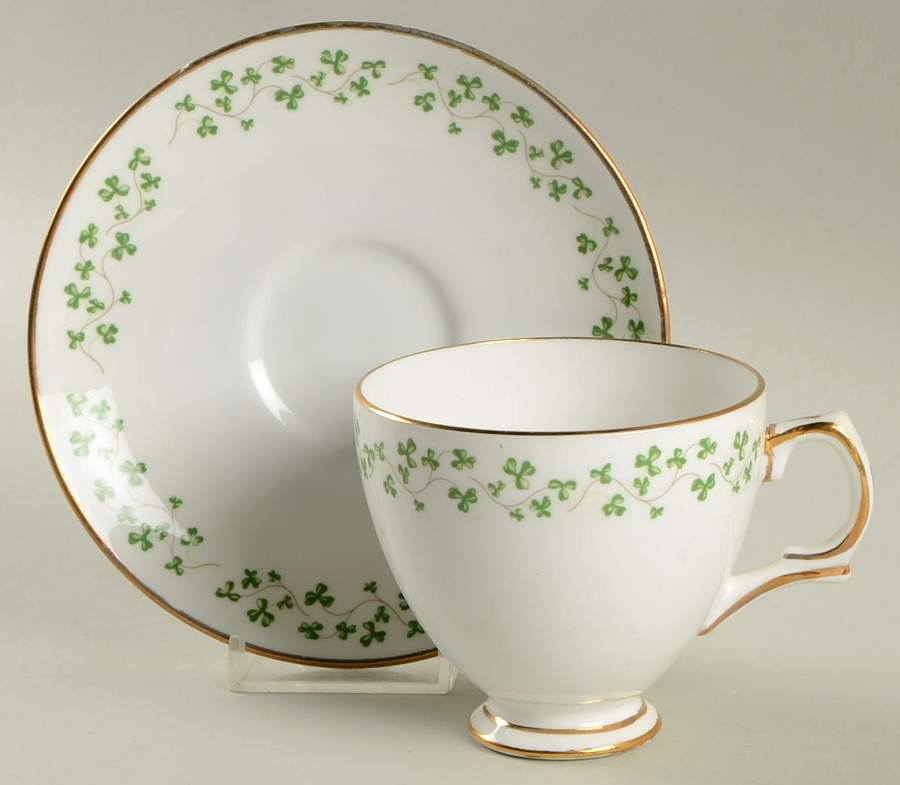Shamrock Footed Cup & Saucer Set by Royal Tara-1