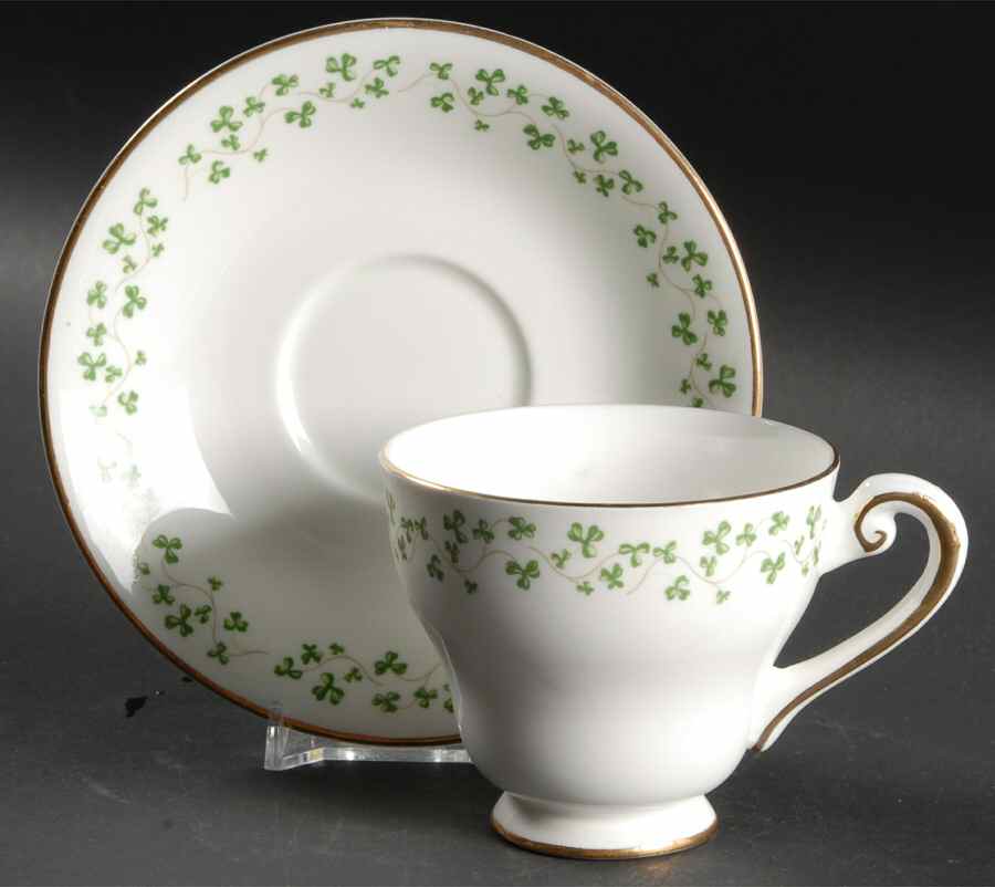 Shamrock Footed Cup & Saucer Set by Royal Tara-1