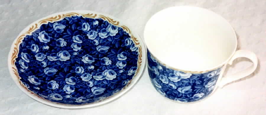 Rose Chintz Flat Cup & Saucer Set by Roy Kirkham-1