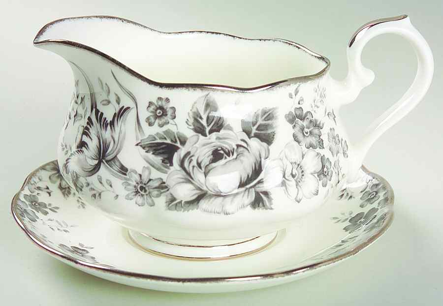 Paradise Black Gravy Boat & Underplate by Royal Albert-1