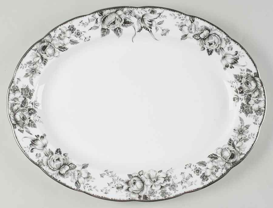 Paradise Black 16" Oval Serving Platter by Royal Albert-1