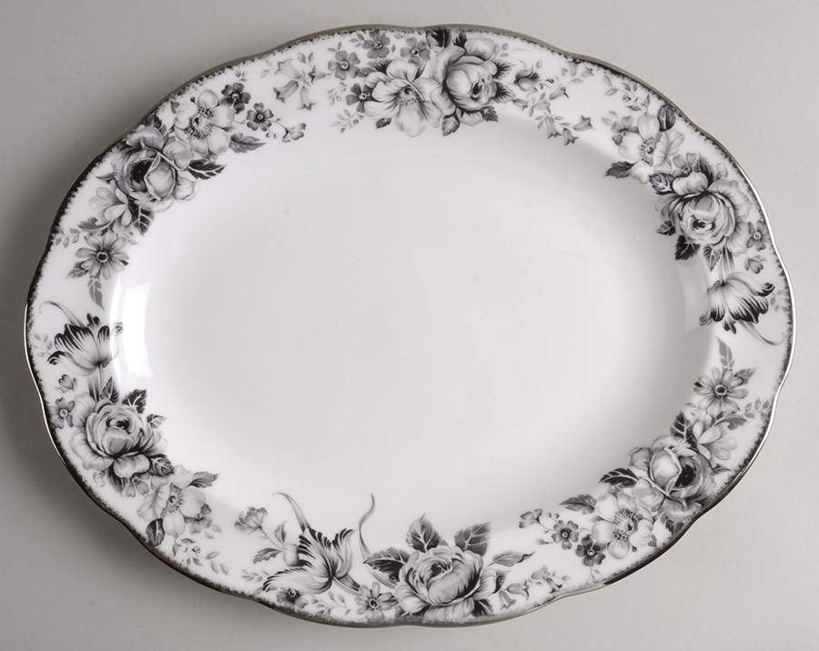 Paradise Black 13" Oval Serving Platter by Royal Albert-1