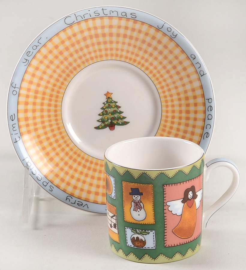 Christmas Coffee Flat Demitasse Cup & Saucer Set by Royal Doulton-1