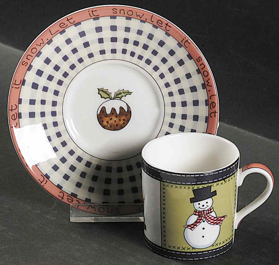Christmas Coffee Flat Demitasse Cup & Saucer Set by Royal Doulton-1