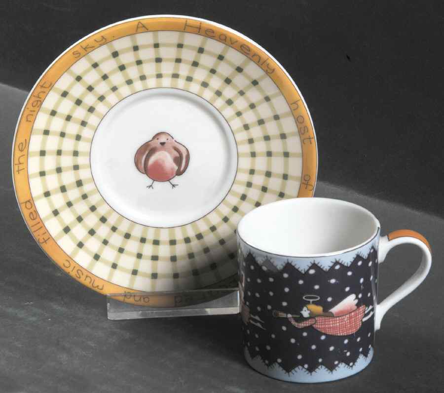Christmas Coffee Flat Demitasse Cup & Saucer Set by Royal Doulton-1