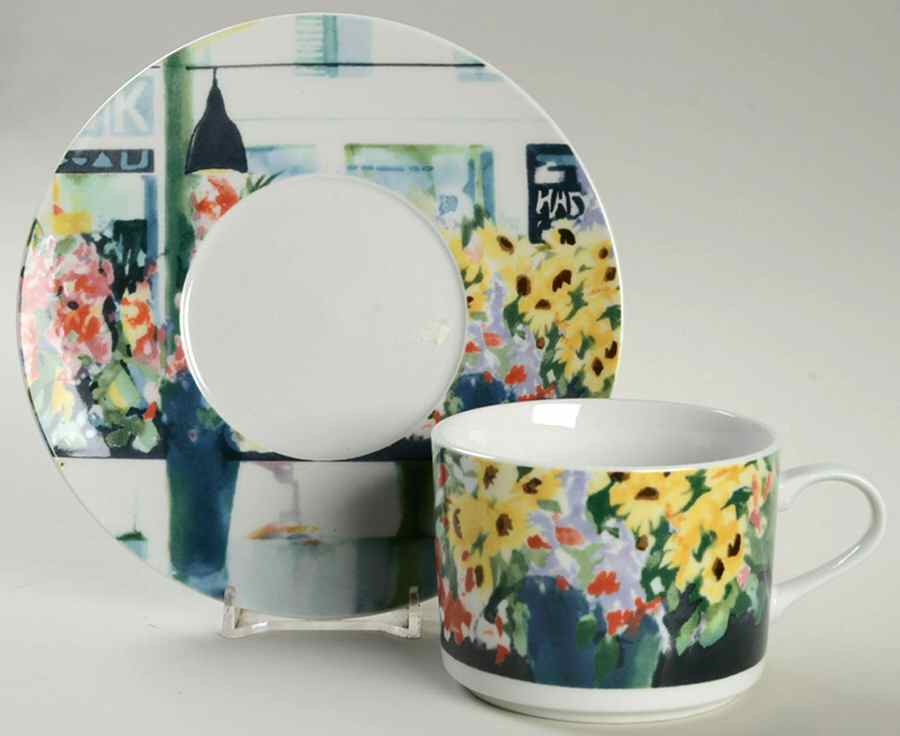 Flower Shop Flat Cup & Saucer Set by Retroneu-1