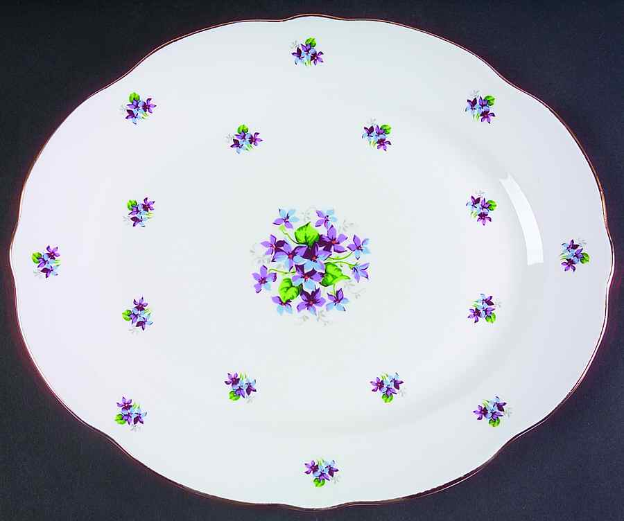 Sweet Violets (Not Embossed Gold) 12" Oval Serving Platter by Royal Stafford-1