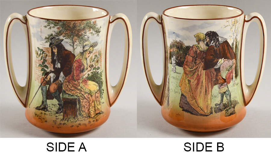 Sir Roger De Coverley 5" Handled Vase by Royal Doulton-1